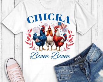 Funny 4th of July Chicken PNG: Patriotic USA Flag Design (Digital Download