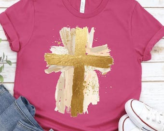 Oil Brushstroke Cross png, Messy Paint, Christian Designs, Glitter, Gold, Hand Painted Style, Jesus, Faith, Christmas, Holiday
