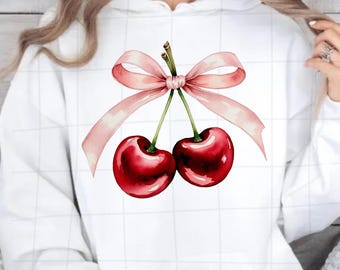 Cherry Bow PNG: Coquette Shirt Design (Digital Download)