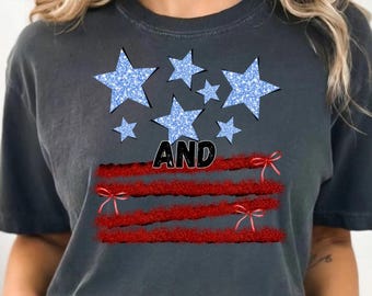 Glitter America Coquette PNG: Stars & Stripes, 4th of July (Digital Download