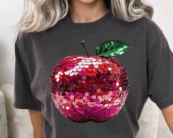 Retro Apple PNG: Teacher Clipart, Disco Ball Design (Digital Download)