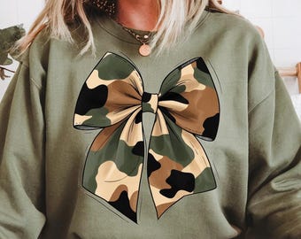 Camo Coquette Bow PNG: Retro Camouflage Clipart (Digital Download)