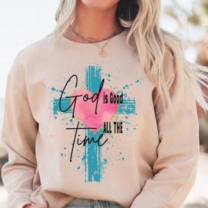 Watercolor Cross PNG: God Is Good Christian Design (Digital Download)