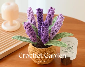 crochet lavender, crochet flower in pot, housewarming gift, desk decoration, room decoration, handmade flower, gift for her