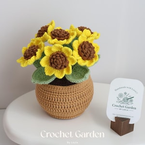 crochet sunflower, crochet flower in pot, housewarming gift, desk decoration, room decoration, handmade flower, gift for her