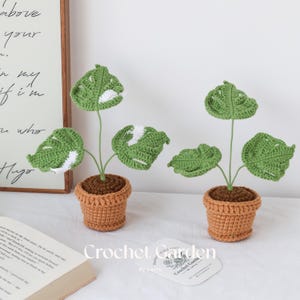 crochet mini monstera snake plant clover in pot housewarming gift, desk decoration, room decoration, handmade momstera, gift for her