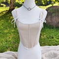 Beige Linen Corset Top, Rustic Lightweigh Corset, CottageCore Back Lacing Corset, Renaissance Bodice Stays, Corset over Renaissance Dress