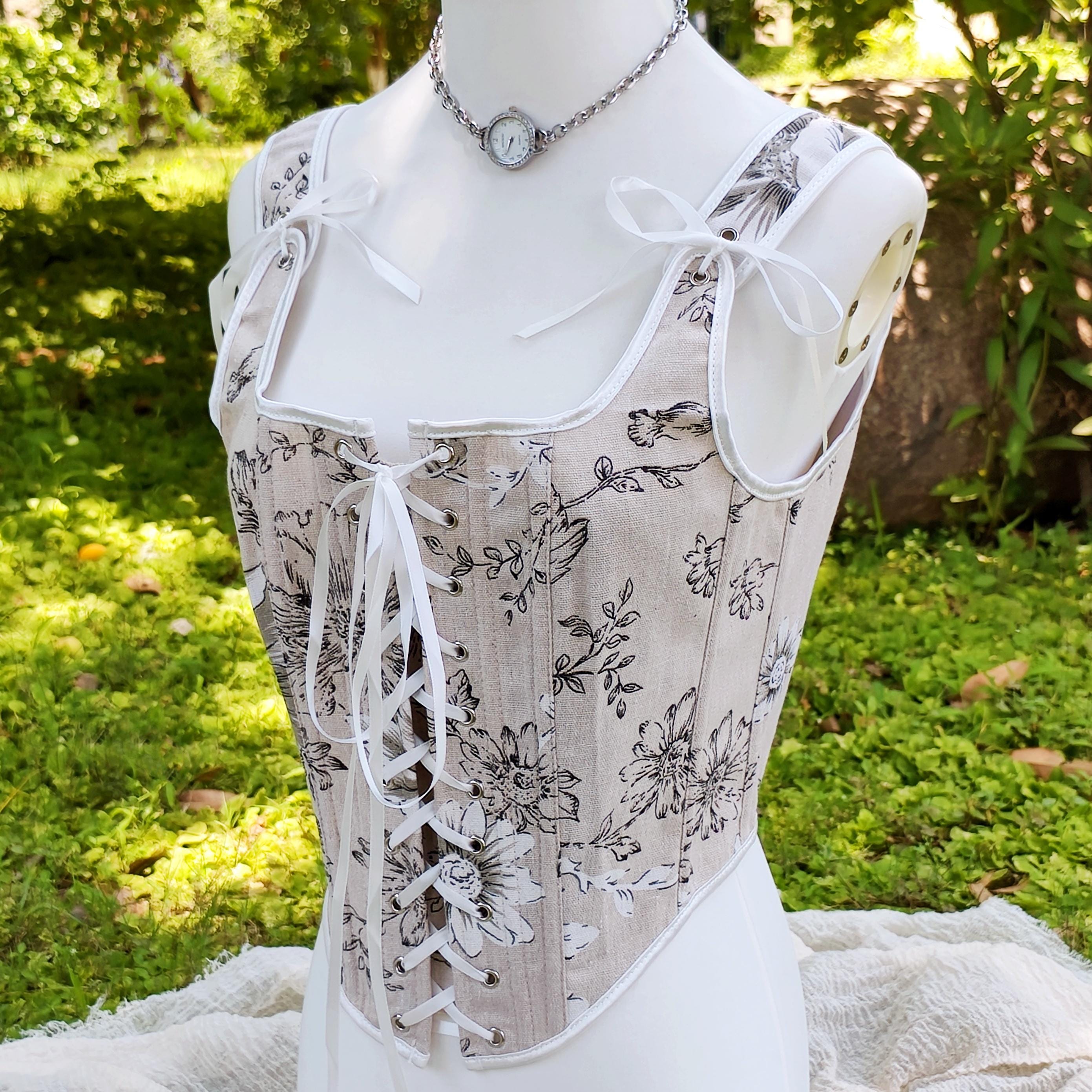 knee length dresses for ladies The Anastasia Corset Dress in Ivory Lace Brocade Queen: (XL/XXL+) Corset Dress Size 36-40 / Cream Floral Lace / Brocade main image 1
