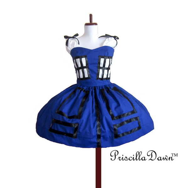 Dr Who Tardi custom blue dress with petticoat hoop Lace and ruffles