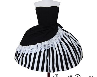 Stripe Layered Gothic Tim Burton Inspired Dress Custom in your size