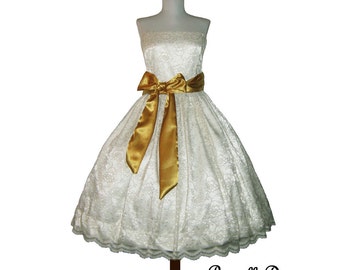 Ravishing Lacey Bridal Tea Dress. Custom in YOUR Size with many sash color choices Wedding Gown Lace.
