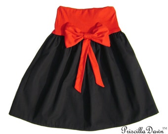 Custom Lovely French Black Skirt Red stretch custom made in your size