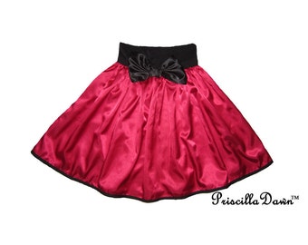 Red Satin Cocktail Skirt Made to Order in Your size