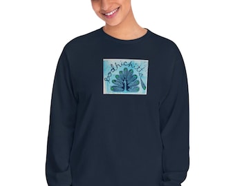 Bodhichitta with Peacock Unisex Midweight Long Sleeve T-Shirt 4 colors, blue,teal