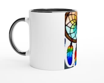 Witte keramische mok van 11 oz met gekleurde binnenkant