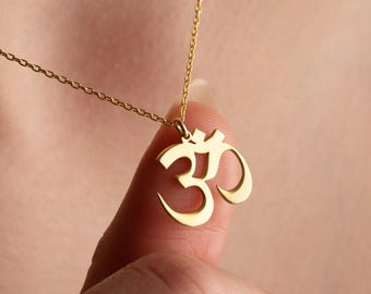 Ohm Necklace Gold Dainty Yoga Necklace Gold Om Necklace Gold Aum Necklace Yoga Teacher Gift Ohm Pendant for Women