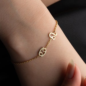 Bransoletka ze srebra próby 925 z gwiazdozbiorem Spersonalizowana bransoletka Horoscop Niestandardowa bransoletka ze znakiem zodiaku Delikatna złota bransoletka w kształcie znaku zodiaku Prezent dla mamy
