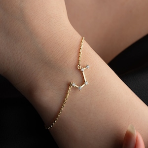 Złota bransoletka ze znakiem zodiaku Bransoletka ze srebra próby 925 Delikatna spersonalizowana bransoletka ze znakiem zodiaku Spersonalizowana bransoletka z horoskopem Prezent z miłości