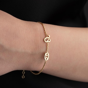 Bransoletka zodiaku na zamówienie Delikatna złota bransoletka w kształcie zodiaku Bransoletka ze srebra próby 925 Spersonalizowana bransoletka z horoskopem