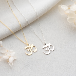 Gold Dainty Yoga Necklace 925 Sterling Silver Ohm Necklace Silver Om Necklace Gold Ohm Necklace Yoga Teacher Gift Ohm Pendant Gift for Women