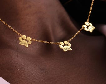Paw Print Necklace Tiny Dog Paw Necklace Custom Pet Necklace Personalized Cat Name Necklace For Woman Pet Memorial Necklace