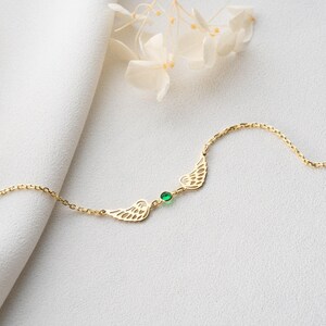 Angel Wings Bracelet Gold with Birthstone Dainty Angel Wing Birthstone Bracelet Guardian Angel Bracelet for Mom Gift for Her Bild 6