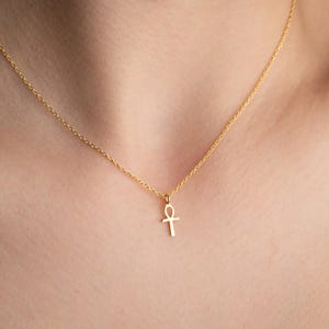 Mini Gold Ankh Necklace Dainty Egyptian Cross Necklace Sterling Silver Ankh Pendant Ancient Egyptian Necklace Ankh Cross Necklace Women