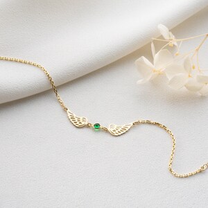 Angel Wings Bracelet Gold with Birthstone Dainty Angel Wing Birthstone Bracelet Guardian Angel Bracelet for Mom Gift for Her Bild 5