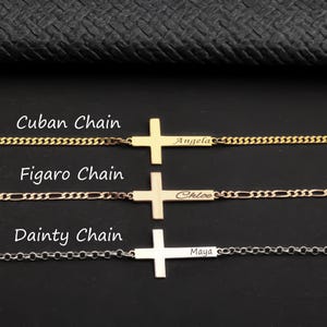 Dainty Cross Name Bracelet Custom Cross Bracelet with Name  Gold Cross Bracelet for Women Baptism Gift Girl First Communion Gifts for Her
