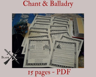 Chant and Balladry BOS Sheets PDF specialty pack -- 15 sheets -- Book of Shadows pages