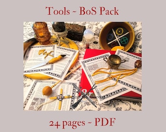 Tools BOS Sheets PDF specialty pack -- 24 sheets -- Book of Shadows pages