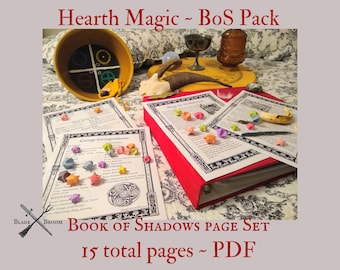 Hearth Magic BOS Sheets PDF format-- 15 pages Book of Shadows pages by Asteria Books