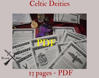 Celtic Deities BOS Sheets PDF specialty pack -- 13 sheets -- Book of Shadows pages