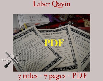 Liber Qayin BOS Sheets PDF specialty pack -- 3 sheets -- Book of Shadows pages (Cain, Tubal Cain)