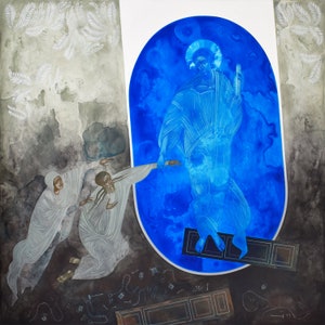 Descent into Hell (Resurrection of Jesus Christ), canvas print of modern Christian icon, religious art, high-quality print