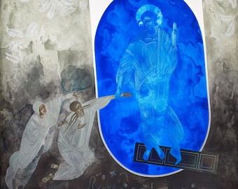 Descenso a los infiernos (Resurrección de Jesucristo), impresión en lienzo de un icono cristiano moderno, arte religioso, impresión de alta calidad.