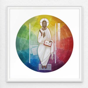 Light of the World (Jesus Christ Pantocrator), framed giclee print of modern icon painting - high-quality art reproduction, sacred art