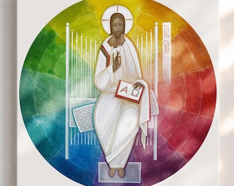 Light of the World, Jesus Christ Icon - fine art print on canvas of modern icon painting, modern sacred art
