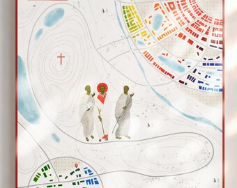 The Road to Emmaus: Limited Edition Giclee Canvas Print, Modern Icon, Sacred Art