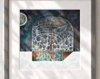 Garden of Eden framed giclee print - modern sacred art for religious home decor, limited edition gallery-quality art reproduction