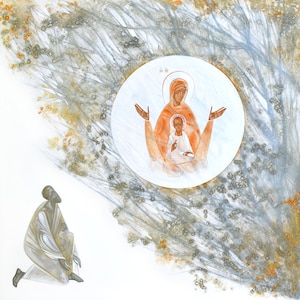 The Burning Bush (Mother of God), giclee print of modern Christian icon, museum-quality art reproduction, modern religious artwork