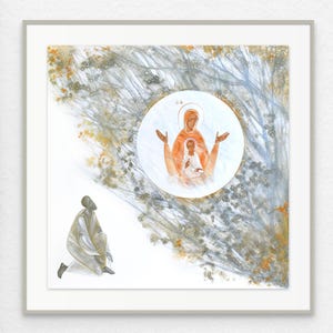 The Burning Bush (Holy Theotokos), framed giclee print of Christian icon - museum-quality art print, modern Christian art, modern icon art