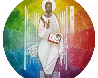 Luz del Mundo, Icono de Jesucristo - impresión artística sobre lienzo de pintura de iconos modernos, arte sacro moderno