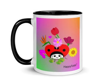 Kubek HappyTottii "Kwiaty" z różnymi kolorami wewnątrz do wyboru