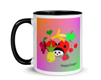 Kubek HappyTottii "Fruits Around" z różnymi kolorami wewnątrz do wyboru
