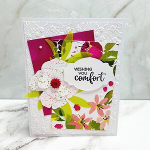 Ik wens je comfort, beterschap en sympathie bloemen handgemaakte wenskaarten