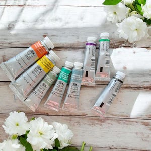 Muestras de la colección Revival de Winsor & Newton: ENORMES tarjetas de puntos de acuarela sobre papel de acuarela en varios colores para elegir.