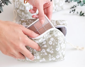 Quilted Makeup Bag: Floral Padded Cosmetic Pouch, Travel Toiletry Case