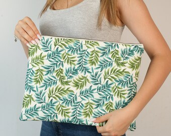 Quilted Laptop Sleeve 13-14-15-16 Inches, Leaf iPad Tablet Sleeve, MacBook Air/Pro Sleeve, Green Computer Sleeve, Laptop Case, Gift for Her