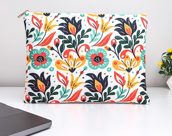 Floral iPad Tablet Sleeve, Quilted Laptop Sleeve, Computer Sleeve, MacBook Sleeve, Laptop Case, Laptop Bag, Gift for her, Christmas Gifts